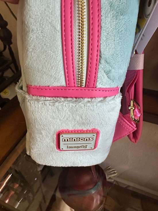 Loungefly Light Blue Unicorn Minion Plush Backpack with Pink Mane and tail NWT main image 3